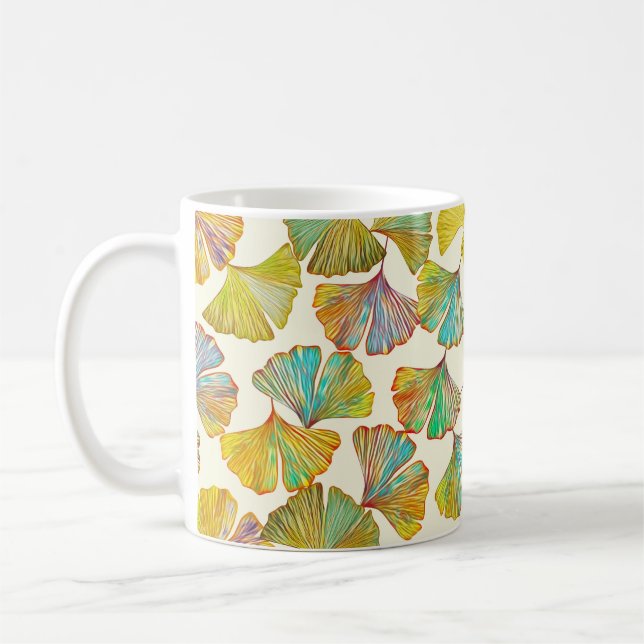 Caneca De Café Gingko Leaves: Abstrato de Arte Floral (Esquerda)