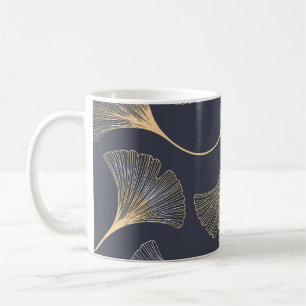 Caneca De Café Ginkgo deixa um padrão floral sem costura