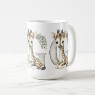 Caneca De Café Girafa alfabeto de animais bebês em aquarela fofa