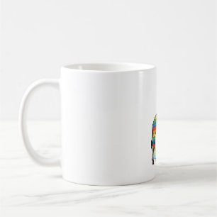 Caneca De Café Girafa Arco-Íris Gravura Vintage Desenho Vetorial_