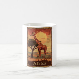 Caneca De Café Girafa com Pôr do Sol Africano -Cartaz de Viagem V