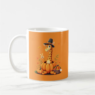 Caneca De Café Girafa de Outono Abóbora Dia de Ação de Graças Fem