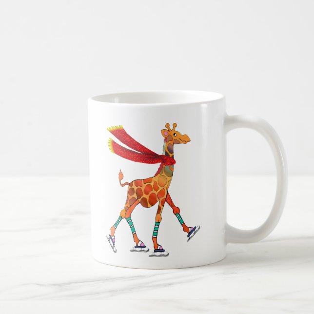 Caneca De Café Girafa do patinagem no gelo com lenço (Direita)