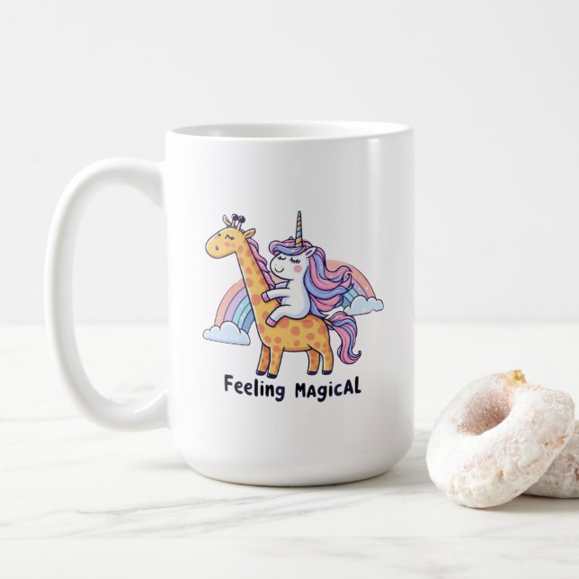 Caneca De Café Girafa e Unicórnio (Com Donut)