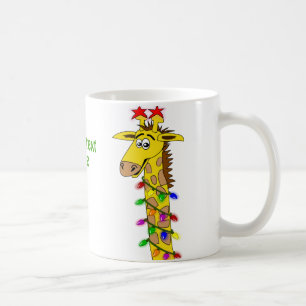 Caneca De Café Girafa Engraçada Com Luzes De Natal Impressionante
