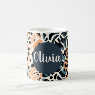 Caneca De Café Girafa Personalizada Estampa de Leopardo Animal