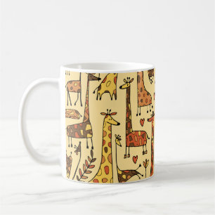 Caneca De Café Girafas engraçadas esboçando, um padrão perfeito p