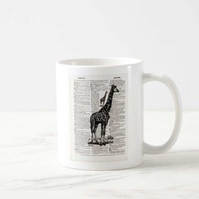 Caneca De Café Giraffe Dictionary Art (Direita)
