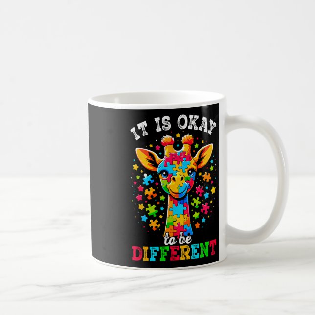 Caneca De Café Giraffe É Ok Ser Diferente Conscientização do Auti (Direita)