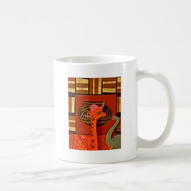 Caneca De Café Giraffe Hat Art Impressão (Direita)