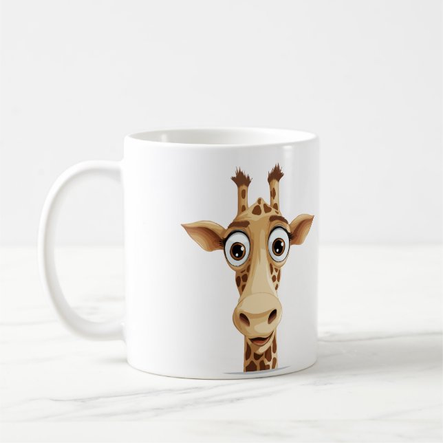 Caneca De Café Giraffe Peeking Bonito Adorável Cartografia De Ani (Esquerda)