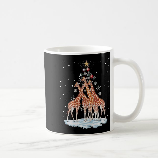 Caneca De Café Giraffes Xmas Tree Giraffe Christmas Tree Merry Ch (Direita)