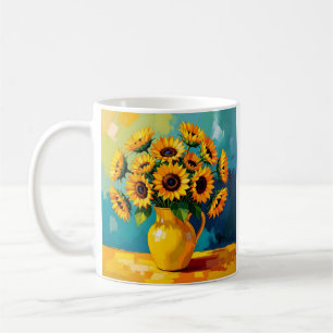 Caneca De Café Girassóis Amarelos Personalizados