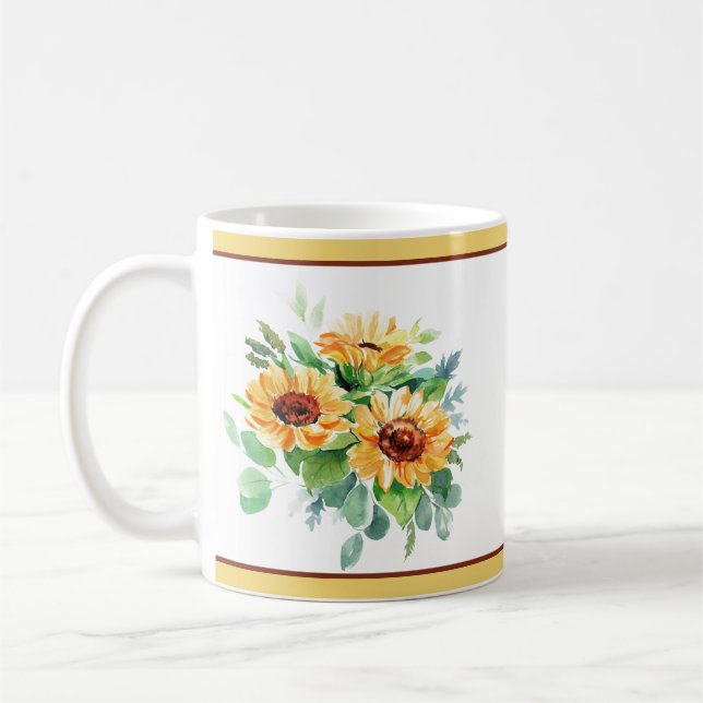 Caneca De Café Girassóis aquarela (Esquerda)