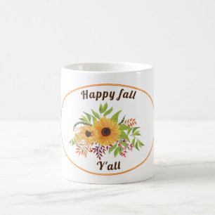 Caneca De Café Girassóis cor de água flores laranja Feliz outon