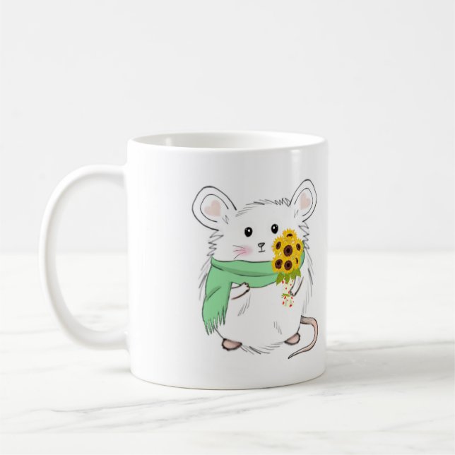 Caneca De Café Girassóis de pequeno hamster bonito personalizados (Esquerda)