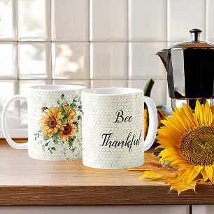 Caneca De Café Girassóis e abelhas personalizado