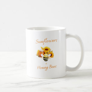 Caneca De Café Girassóis e abelhas produtoras de mel