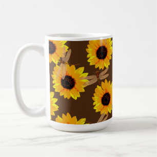 Caneca De Café Girassóis E Dragas,