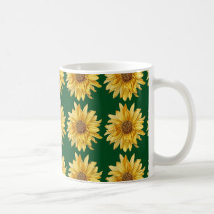 Caneca De Café Girassóis em campo verde - Verão