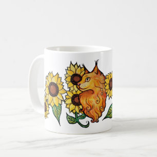 Caneca De Café Girassóis Ginger Maine Coon Cat