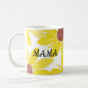 Caneca De Café Girassóis Mão Aguarela Mãe