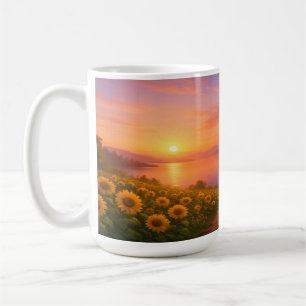 Caneca De Café Girassóis no Sunset