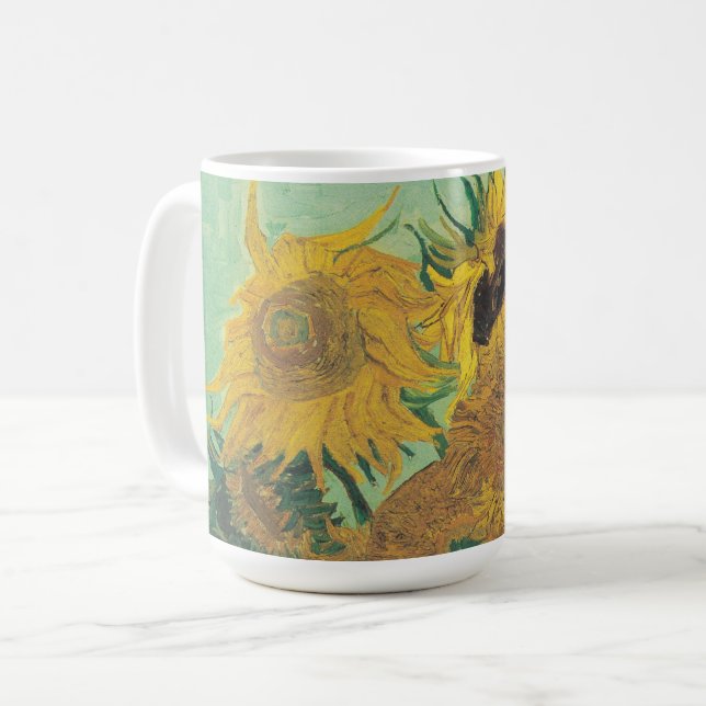 Caneca De Café Girassóis por Vincent Van Gogh (Frente Esquerda)
