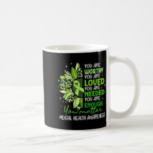Caneca De Café Girassóis verdes são dignos amados saúde mentalGre