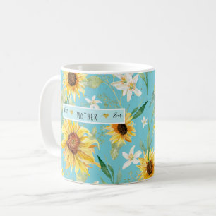 Caneca De Café Girassol Citrino Flor Melhor Mãe Nunca Corações