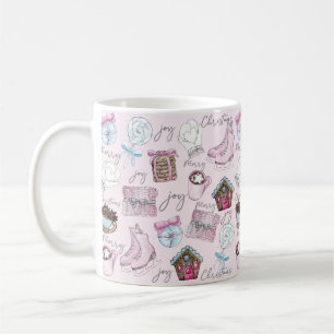 Caneca De Café Girassol de Natal Rosa e Cor-de-Água