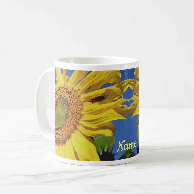 Caneca De Café Girassol E Flor Guest Personalizados (Frente Esquerda)