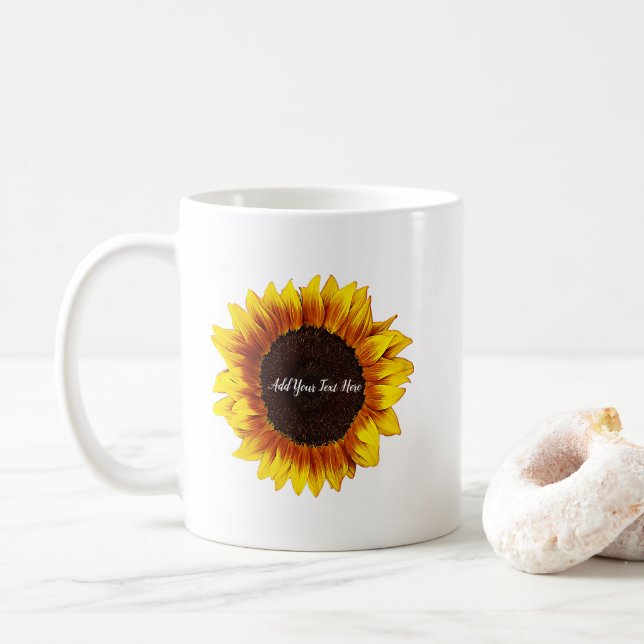 Caneca De Café Girassol Personalizado (Com Donut)
