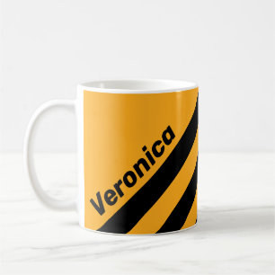 Caneca De Café Girassol Retro Buzz Três Listras com Nome