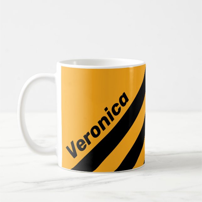 Caneca De Café Girassol Retro Buzz Três Listras com Nome (Esquerda)