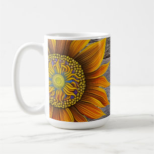 Caneca De Café Girassol russo ensolarado em Conselho de celeiro