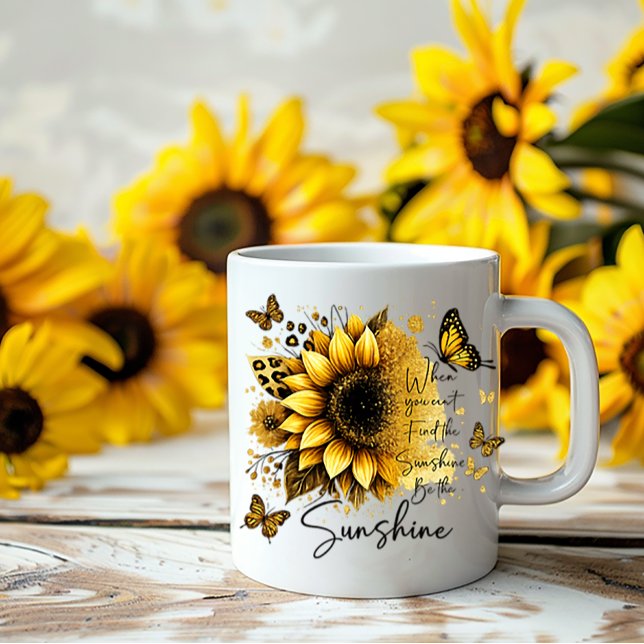 Caneca De Café Girassol Seja a Citação da Luz do Sol | (Criador carregado)