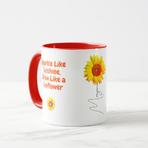 Caneca de Café Girassol Única Presente para Ela (N