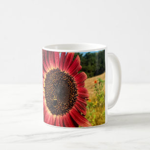Caneca De Café Girassol Vermelho com Abelha