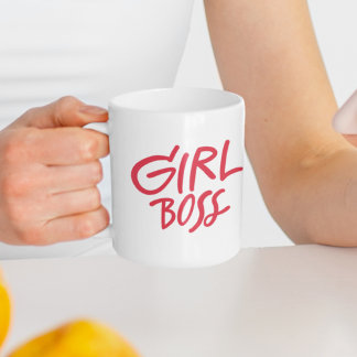 Caneca De Café Girl Boss Red Bold Typography Feminine Girly