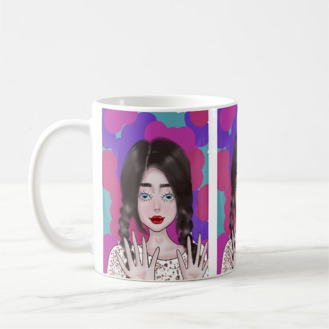 Caneca De Café Girl Drawing (Esquerda)