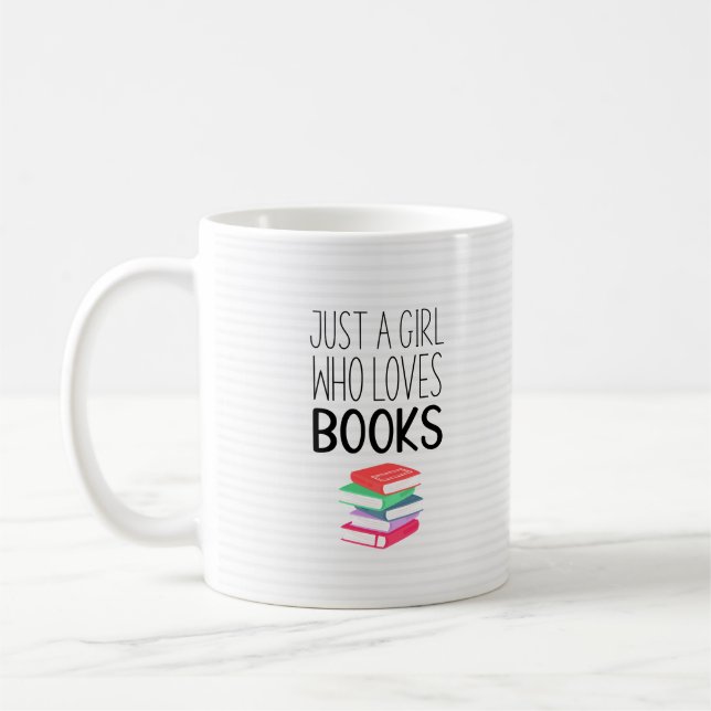 Caneca De Café Girl Who Loves Books (Esquerda)