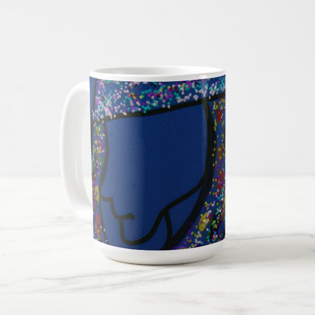 Caneca De Café Girl with Spotted Glitter Print Hair  (Frente Esquerda)