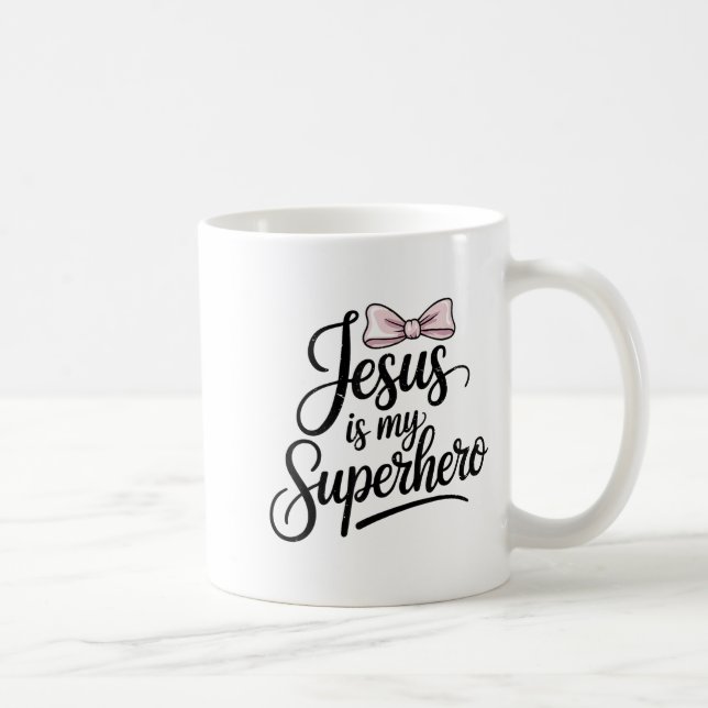 Caneca De Café Girls Jesus Is My Superhero Christian Toddler Sist (Direita)