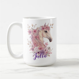 Caneca De Café Girls Pretty Ponies Pastel Floral Horse