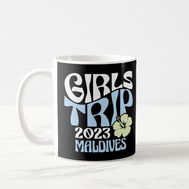Caneca De Café Girls Trip 2023 Maldives Beach Destination Retro G (Esquerda)