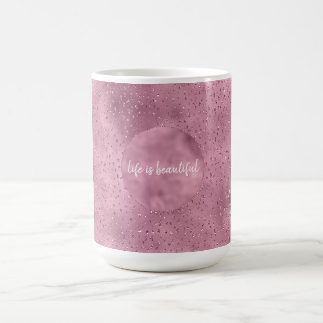 Caneca De Café Girly Pink Glitzy Glitter Sparkle personalizado (Centro)