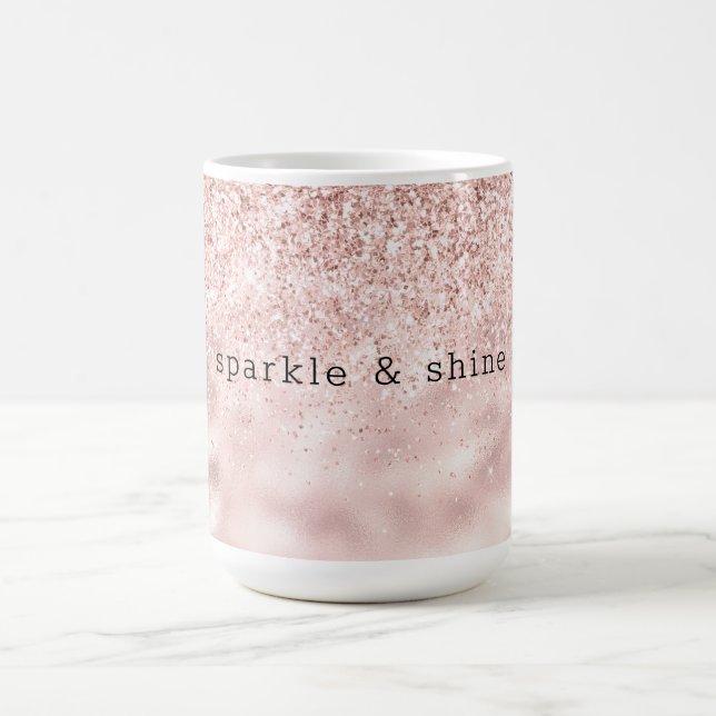Caneca De Café Girly Pink Sparkle Glitter personalizado (Centro)