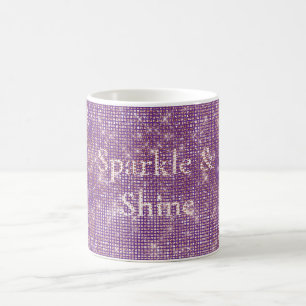 Caneca De Café Girly Purple Glitzy Sparkle