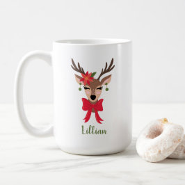 Caneca De Café Girly Reindeer Personalizada